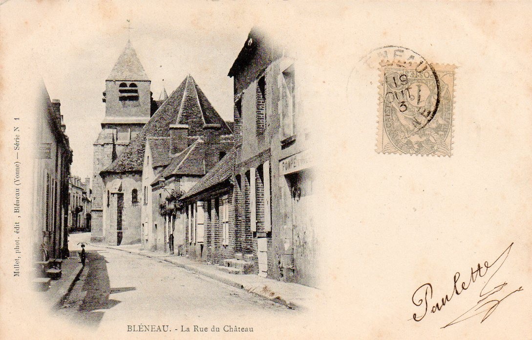 Bléneau Yonne oblitéré avec 1 timbre à 1c car 1 seul mot
