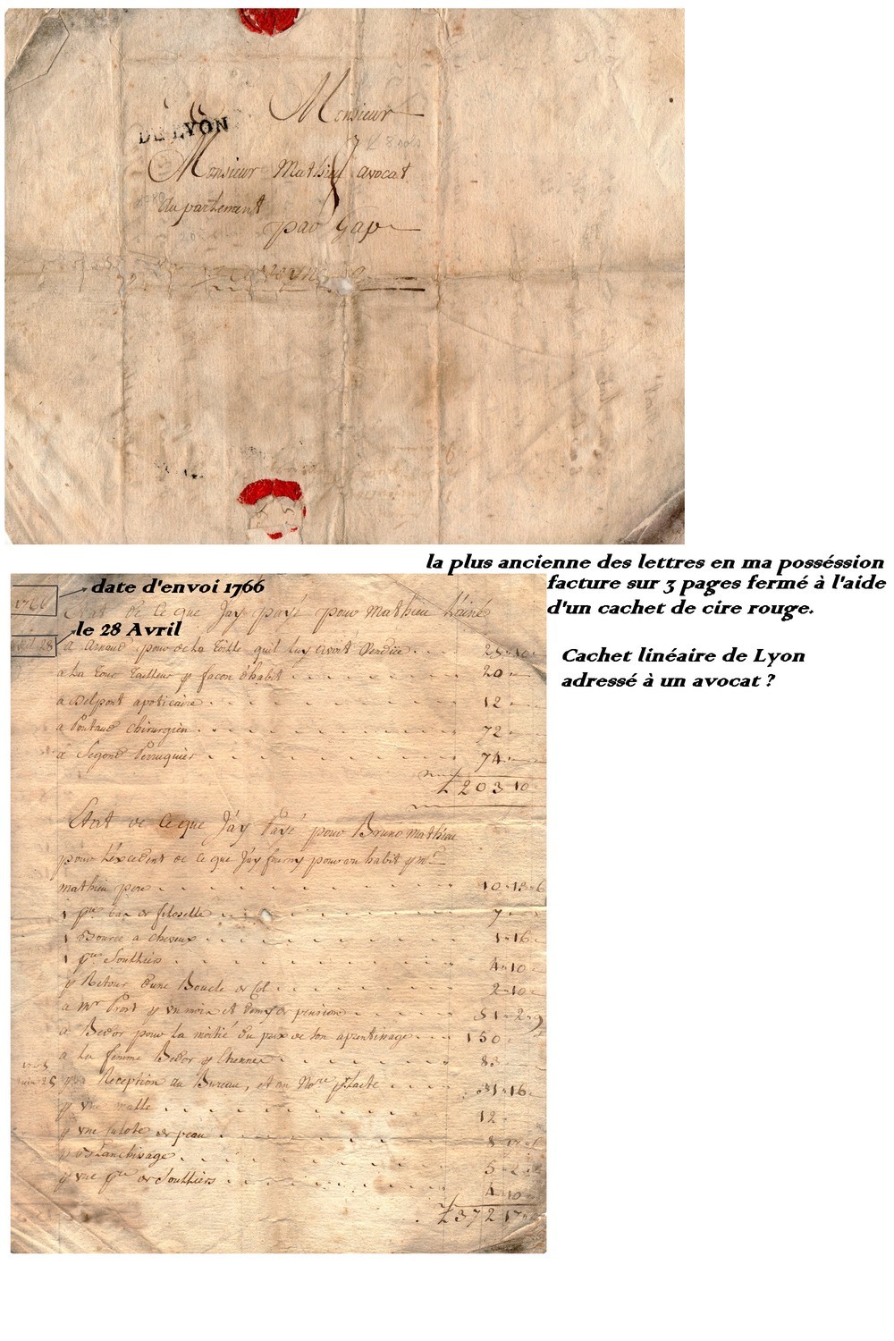 Lettre de 1766