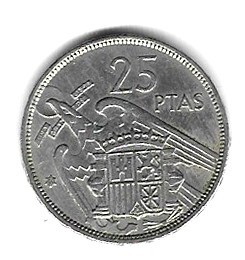 25 pesetas1957 revers