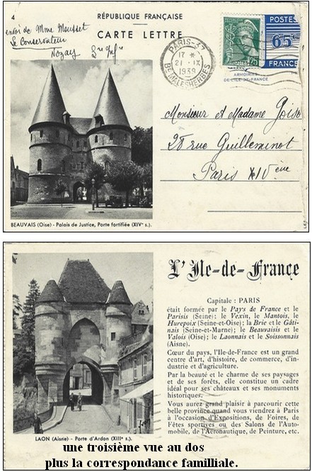 Carte lettre Beauvais le 21 septembre 1939.