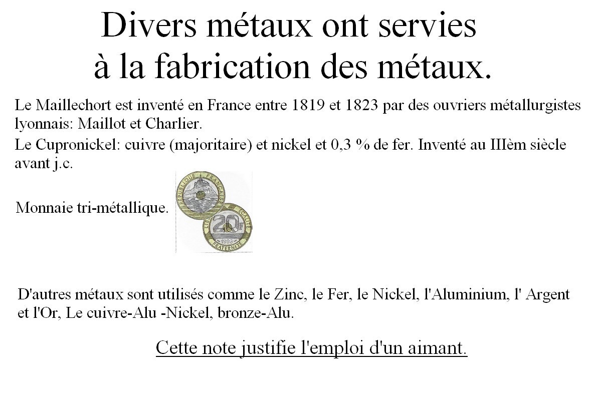 Divers métaux