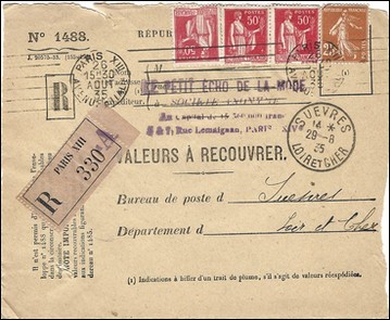 Valeur à recouvrer 25 08 1935, Loir-et-Cher.