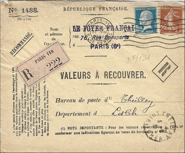 Valeur à recouvrer 31 08 1932  du Loir-et-Cher.